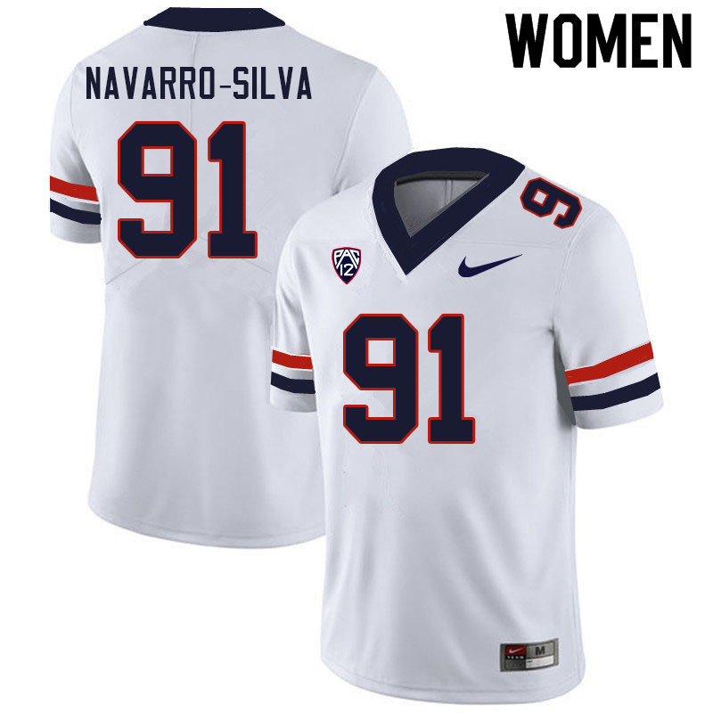 Women #91 Alex Navarro-Silva Arizona Wildcats College Football Jerseys Sale-White
